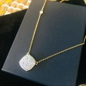 Kate Spade Pave Crystal Pendant Necklace Gold Plated 16”+3” NWT